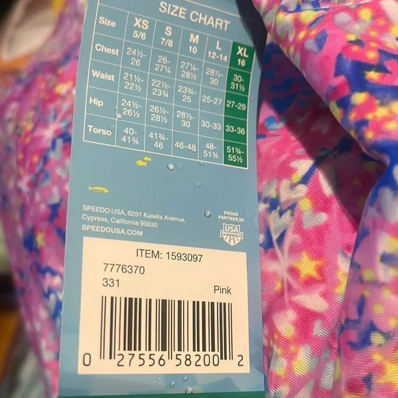 #17 Speedo youth bathing suit one piece Pink Hearts XL 16 - Picture 4 of 8